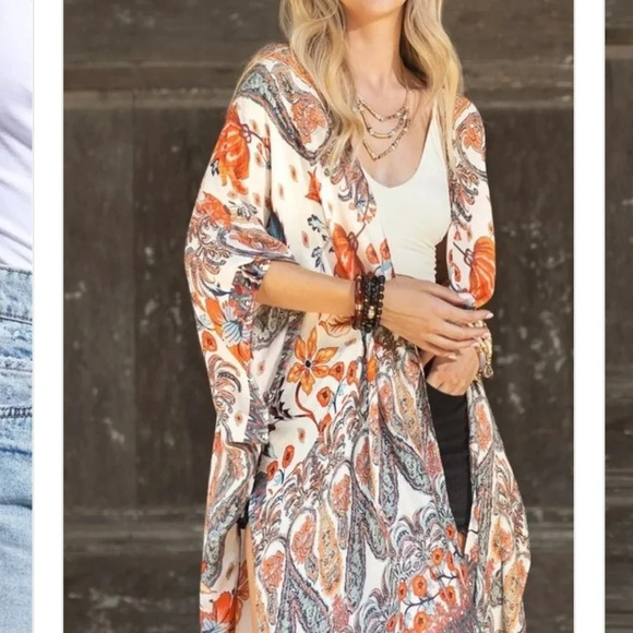 New Boho Floral Jacquard Kimono - Picture 7 of 9